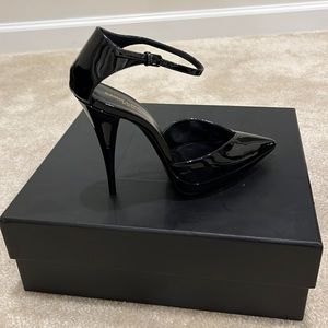 Saint Laurent Vernice Chiffon Nero Patent Leather Heels